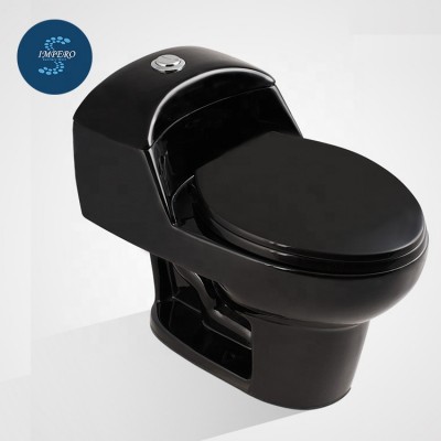 High Quality Color Toilet Bowl Siphon Flushing S-trap Black Color One Piece Toilet