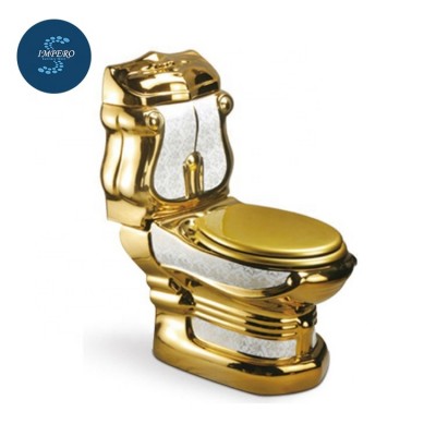 European style sanitary ware toilet two piece ceramic gold plated toilet